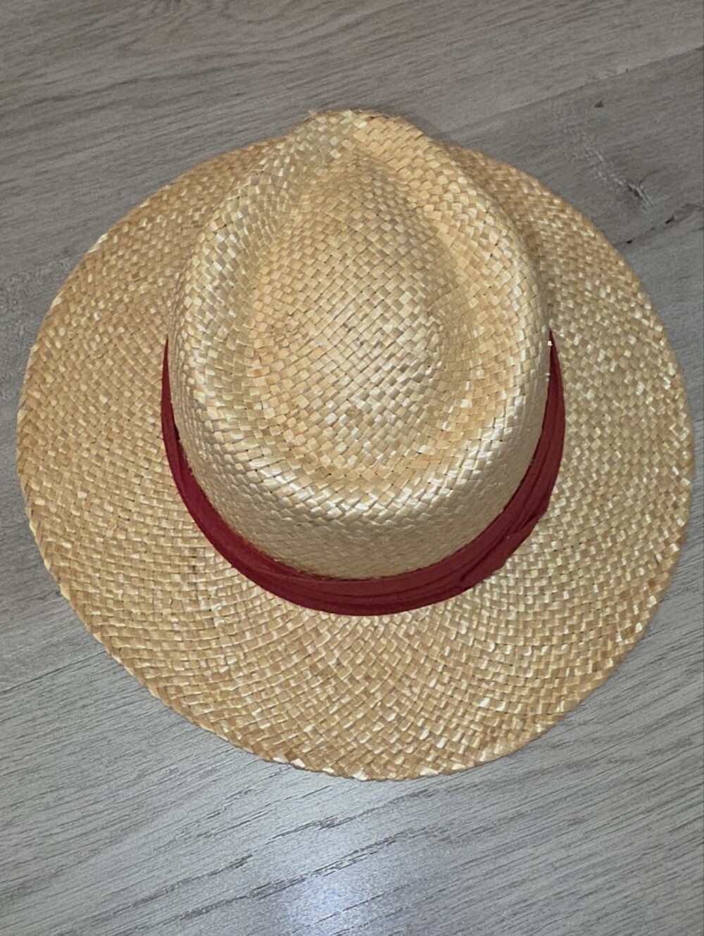 Straw Sun Hat with Red Band